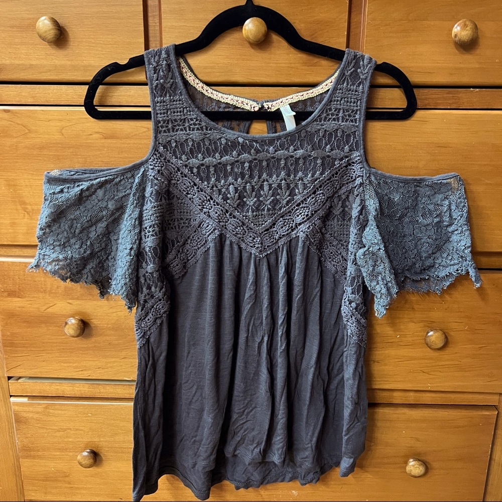 Lace off the shoulder top size Large